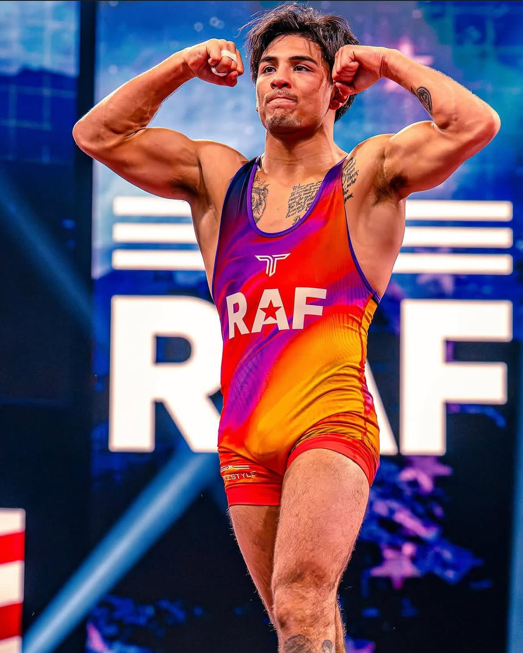 Andrew Alirez in a competition singlet